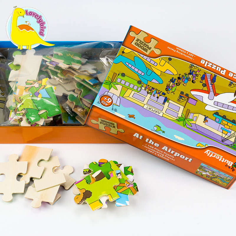 100-teiliges Lernpuzzle mit Poster aus Holz für Kinder